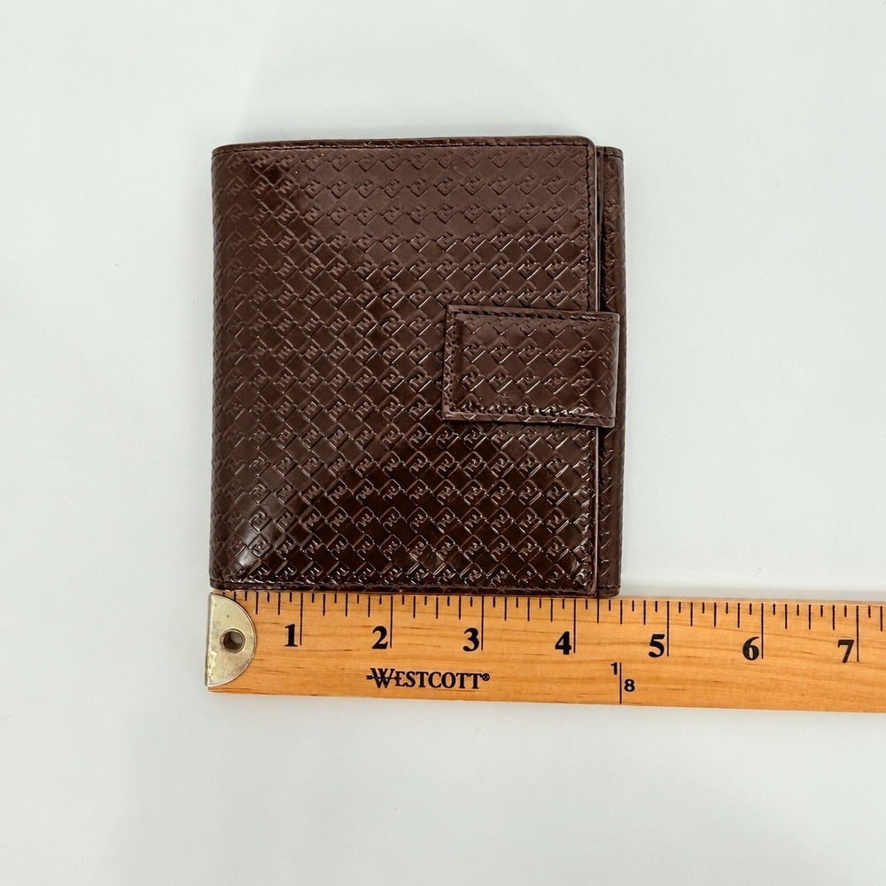 Fendi Bifold Wallet Unisex Brown Zucca Monogram Patent Leather Luxury Italy - Picture 11 of 12